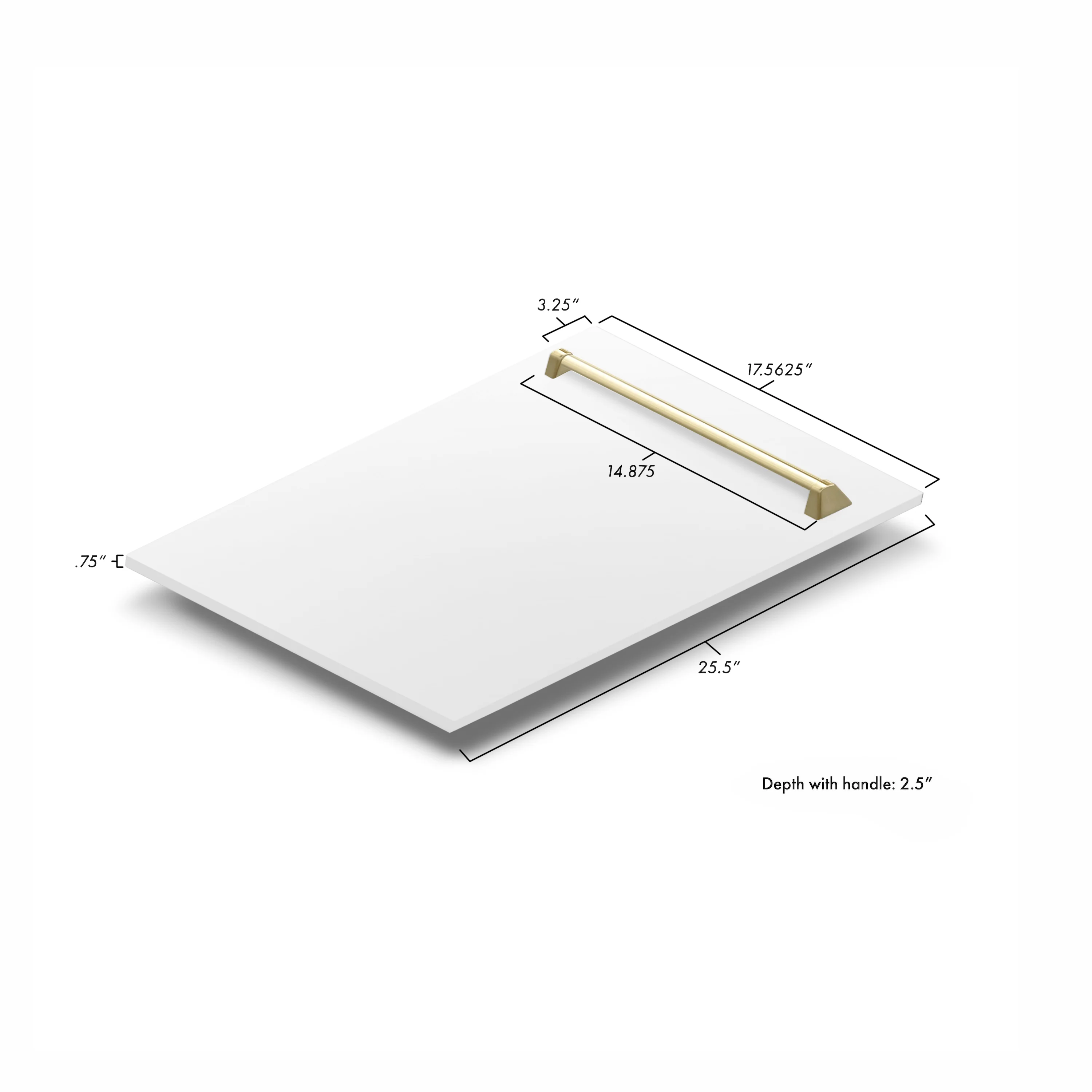 ZLINE 18" Autograph Edition Tallac Dishwasher Panel in White Matte with Gold Handle (DPVZ-WM-18-G) - Image 5