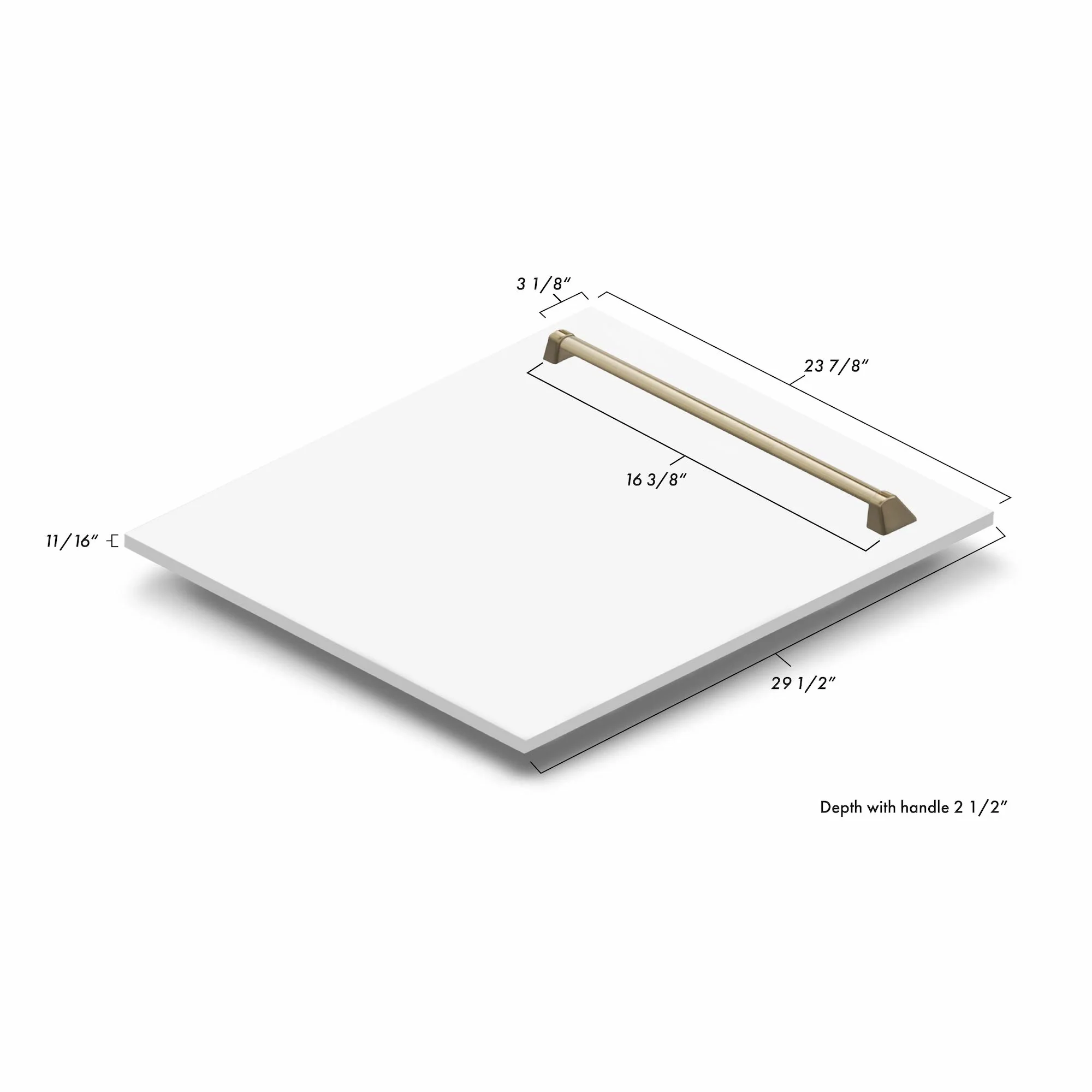ZLINE 24" Autograph Edition Monument Dishwasher Panel in White Matte with Champagne Bronze Handle (DPMTZ-WM-24-CB) - Image 5