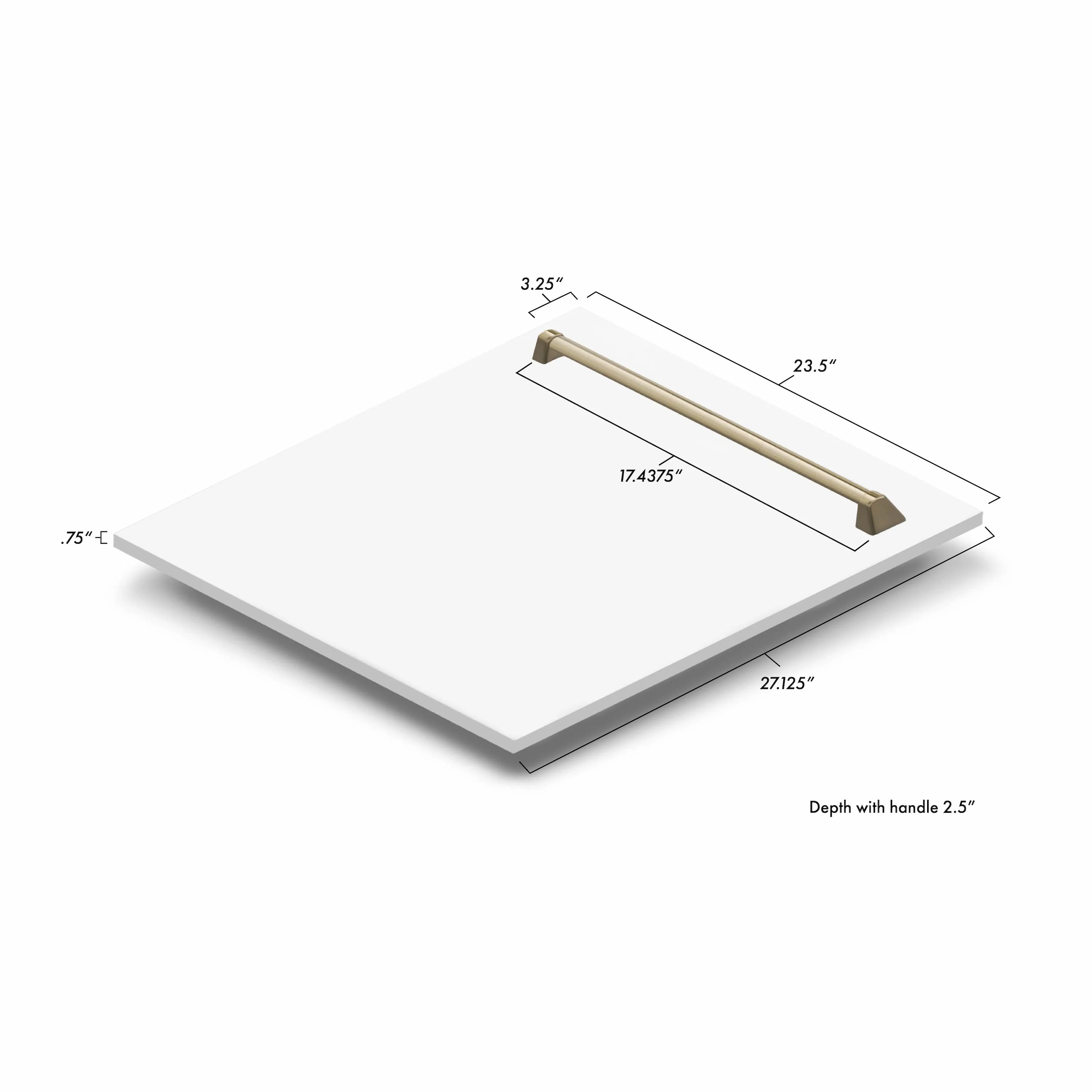 ZLINE 24" Autograph Edition Tallac Dishwasher Panel in White Matte with Champagne Bronze Handle (DPVZ-304-24-WM) - Image 5
