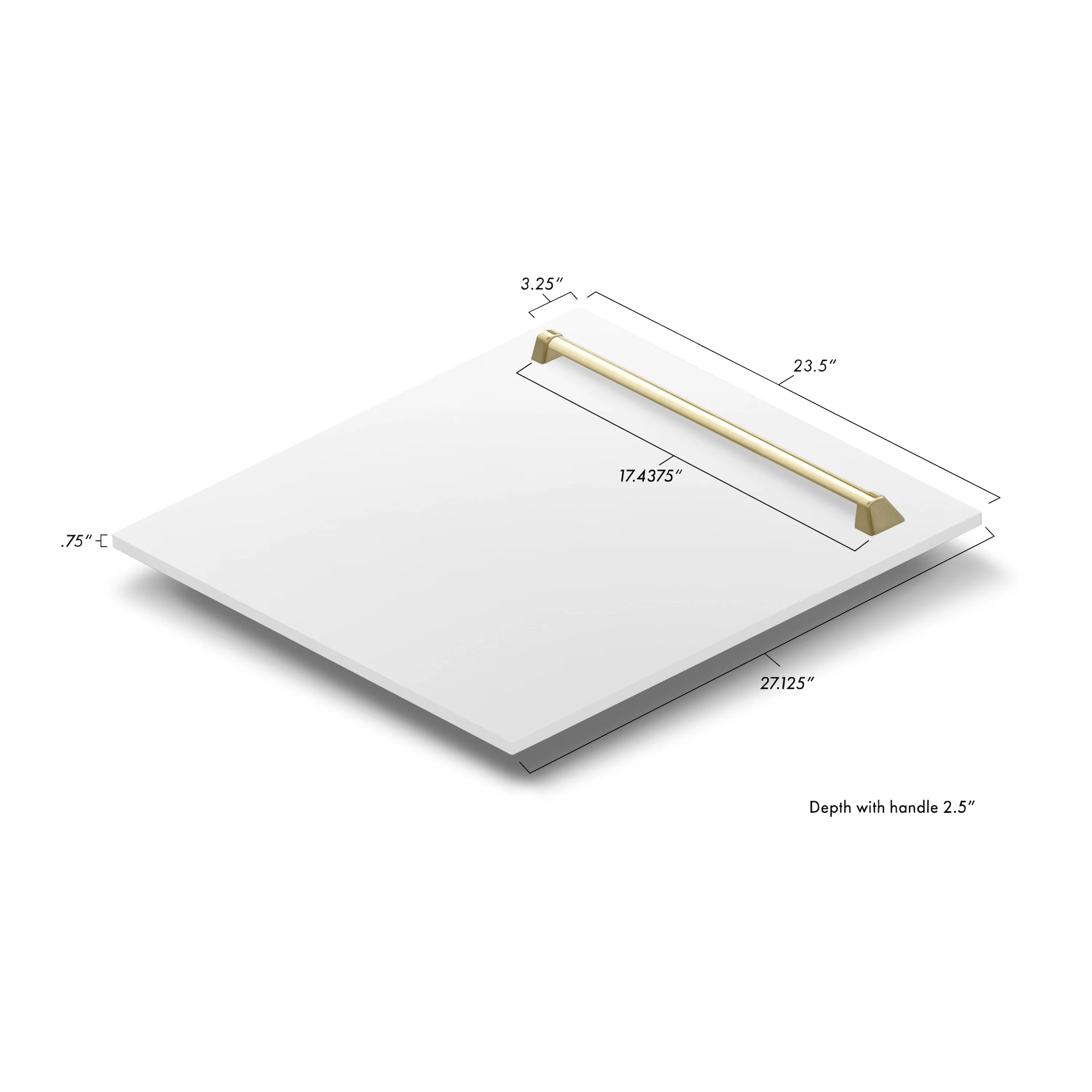 ZLINE 24" Autograph Edition Tallac Dishwasher Panel in White Matte with Gold Handle (DPVZ-WM-24-G) - Image 4