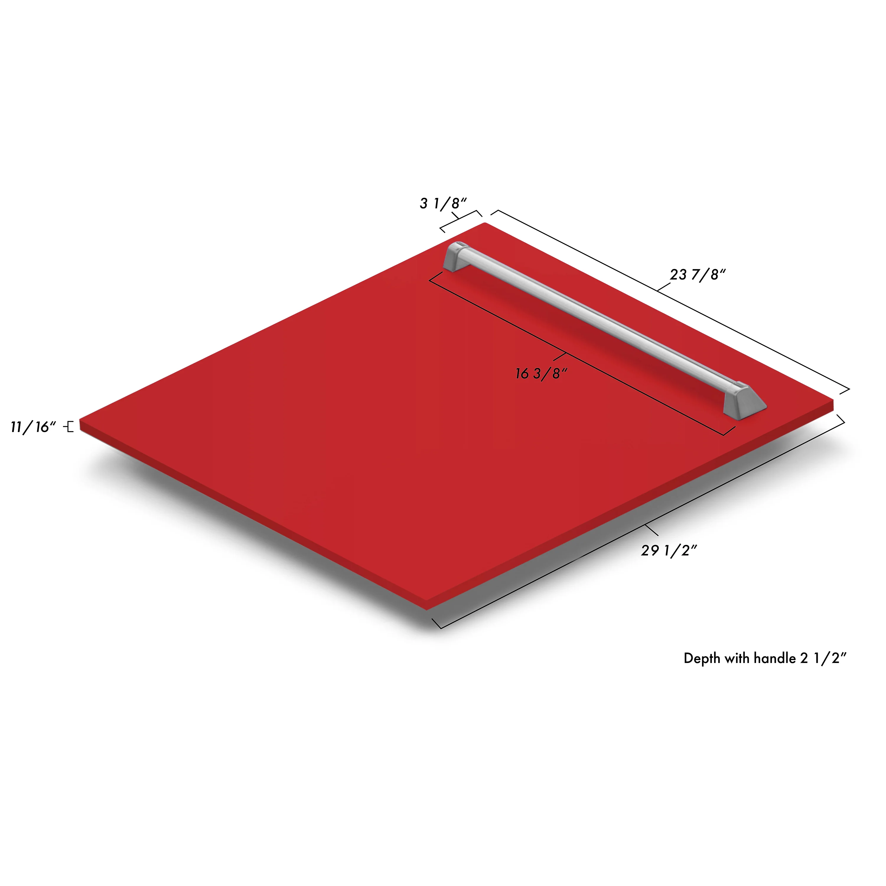ZLINE 24" Monument Dishwasher Panel in Red Matte with Traditional Handle (DPMT-RM-24) - Image 5