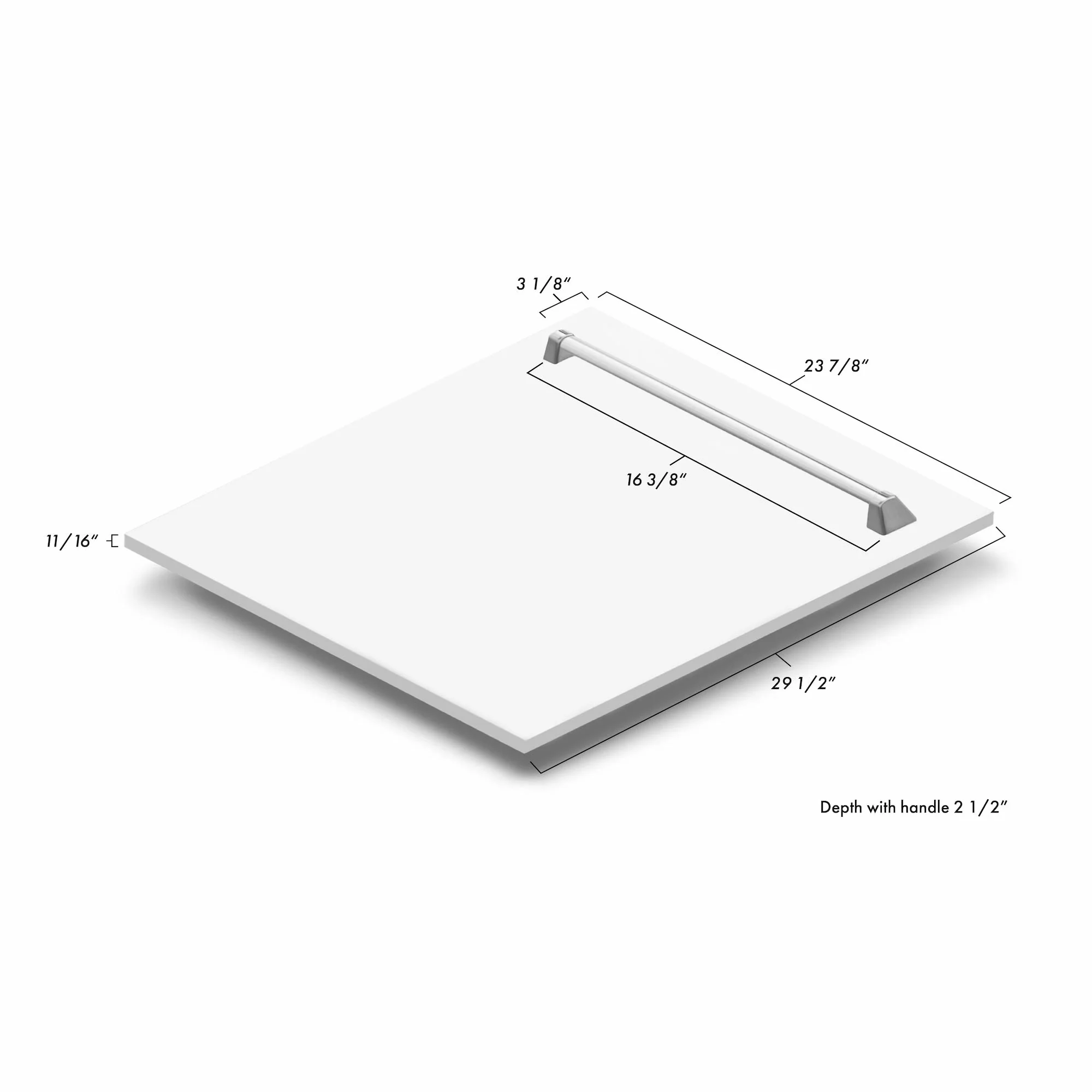 ZLINE 24" Monument Dishwasher Panel in White Matte with Traditional Handle (DPMT-WM-24) - Image 5