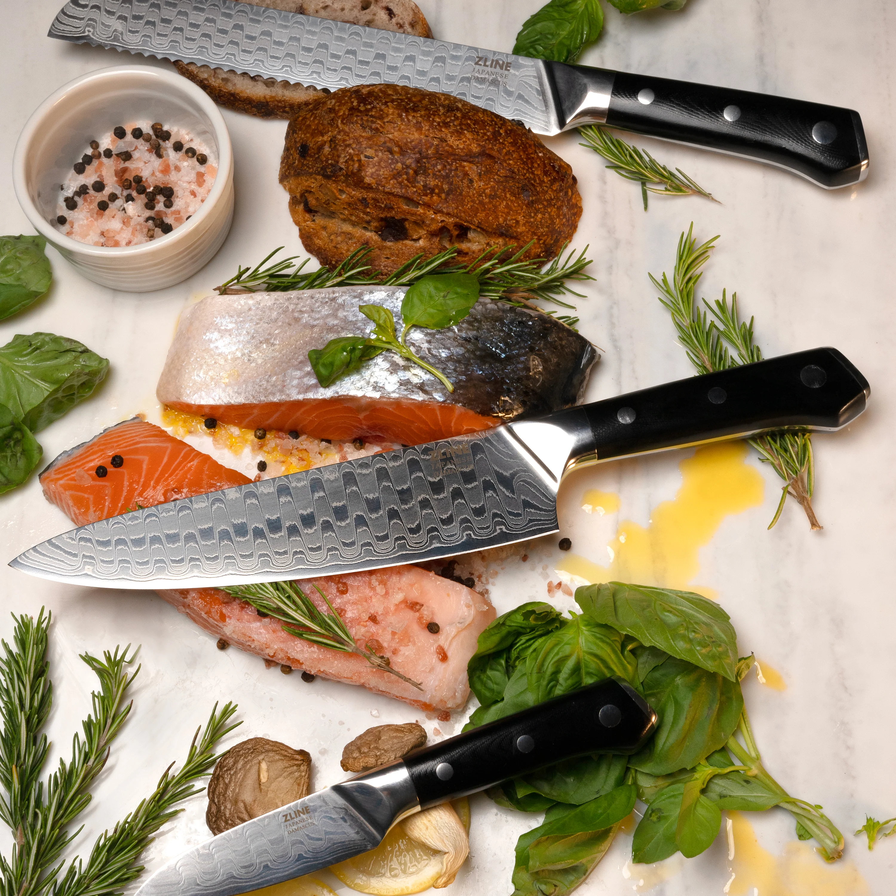 ZLINE 3-Piece Professional Damascus Steel Kitchen Knife Set - Image 11