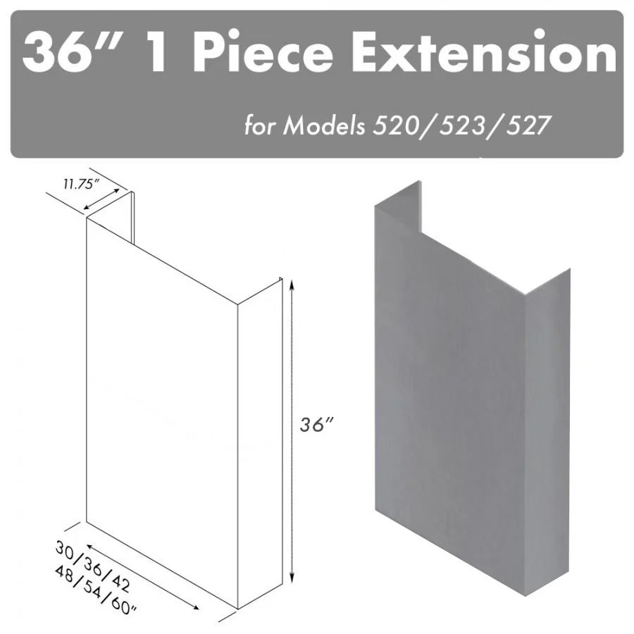 ZLINE 36" Chimney for 48" Under Cabinet Hoods (520/523/527-48-3FTEXT)